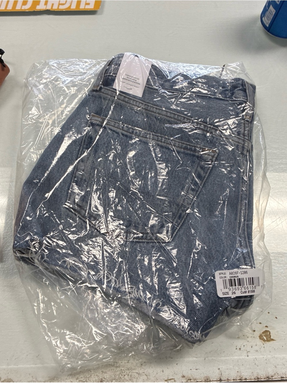 AGOLDE Parker High Rise Denim Cut Off Shorts Light Wash Blue Cotton SZ 26 NWT - Picture 15 of 16
